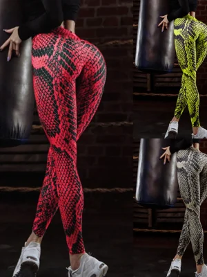 3D Snake Print Legging Yoga Pants Woman Workout Sport Push Leggings Women Pant High Waist Tights Gym Pocket Legging Sweatpants