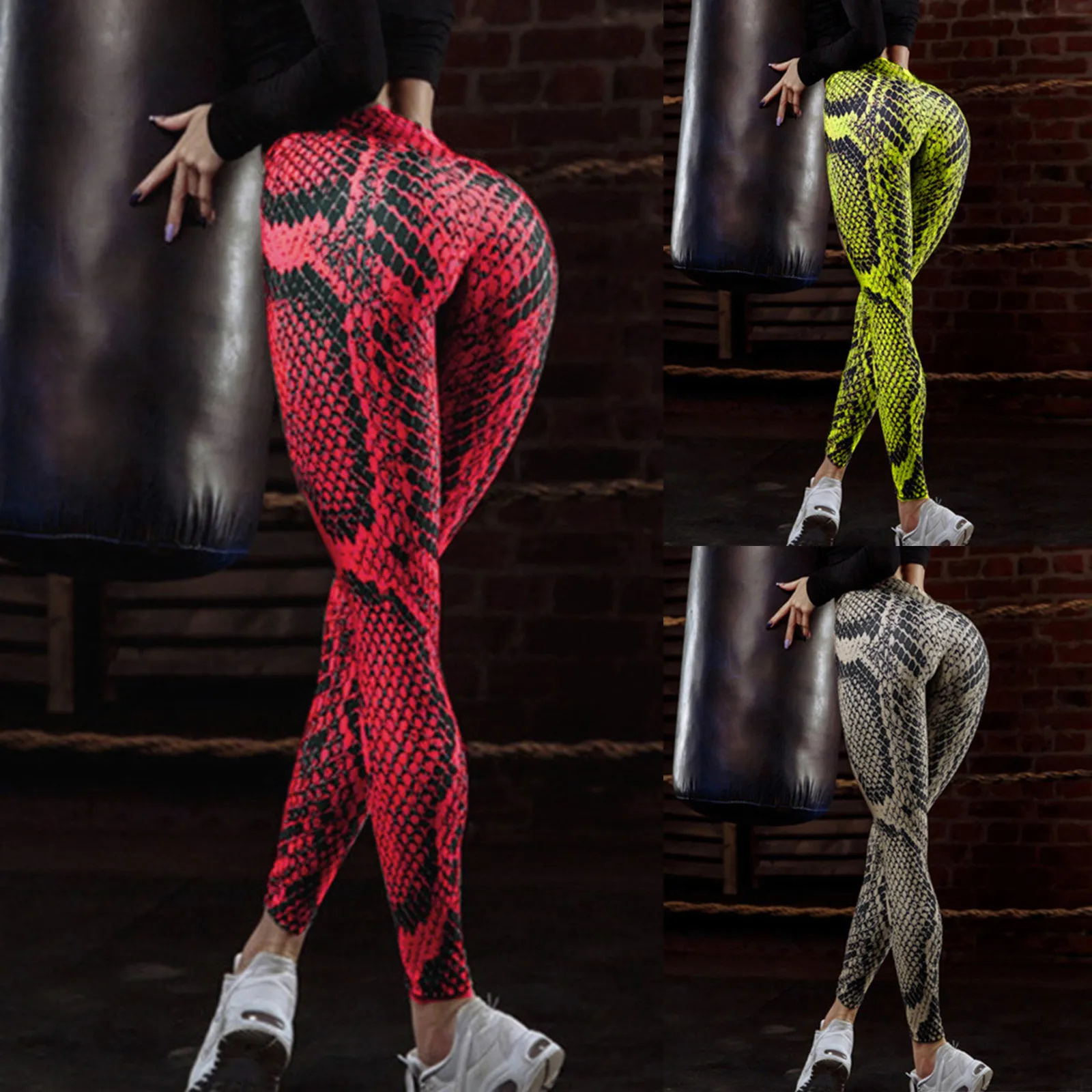 3D Snake Print Legging Yoga Pants Woman Workout Sport Push Leggings Women Pant High Waist Tights Gym Pocket Legging Sweatpants