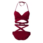 Bandage Bikinis Funny Push-Up Women Swimsuit Female Swimwear Thong Bikini Set Swimming Suit For Women Solid Bather Bikini Sexy