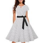 Cocktail Dress for Women Dot Print Vintage Dress 50s 60s Retro Rockabilly Party Sundress Sleeveless Swing Fashion Robe Vestidos