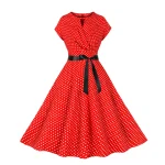 Cocktail Dress for Women Dot Print Vintage Dress 50s 60s Retro Rockabilly Party Sundress Sleeveless Swing Fashion Robe Vestidos