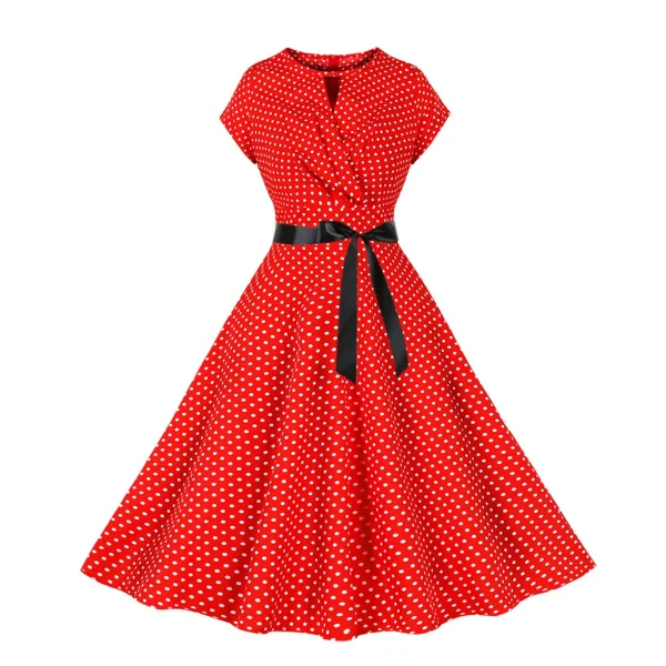 Cocktail Dress for Women Dot Print Vintage Dress 50s 60s Retro Rockabilly Party Sundress Sleeveless Swing Fashion Robe Vestidos