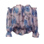 Fashion Floral Lace Up Blouse Sexy Off Shoulder O-Neck Tops Tee Casual Summer Ladies Female Women Long Sleeve Blusas Pullover
