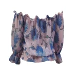Fashion Floral Lace Up Blouse Sexy Off Shoulder O-Neck Tops Tee Casual Summer Ladies Female Women Long Sleeve Blusas Pullover