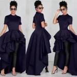 Fashion High Low Long Dress Summer Women Solid Ruffles Prom Swing Dresses Beachwear Women Evening Party Dress vestidos de fiest