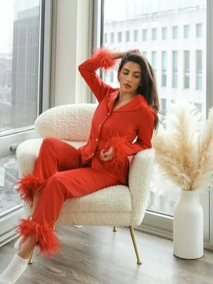 Feather-Sleepwear-Women-Satin-Silk-Pajamas-Set-Turn-down-Collar-Long-Sleeve-Two-Pieces-Suit-Casual-1.webp