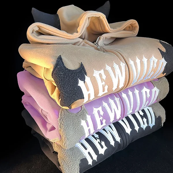 Harajuku Bats Wing Zipper Hoodies Plush Devil Horn Hoodie Thermal Lined Hooded Sweatshirt Halloween Oversized Harajuku Jackets