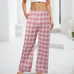 Harajuku Plaid Pants Women Oversize Wide Leg Trousers Female Korean High Waist Wide Leg Trousers Home Wear Straght Casual Pants