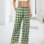Harajuku Plaid Pants Women Oversize Wide Leg Trousers Female Korean High Waist Wide Leg Trousers Home Wear Straght Casual Pants