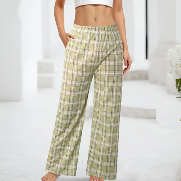 Harajuku Plaid Pants Women Oversize Wide Leg Trousers Female Korean High Waist Wide Leg Trousers Home Wear Straght Casual Pants
