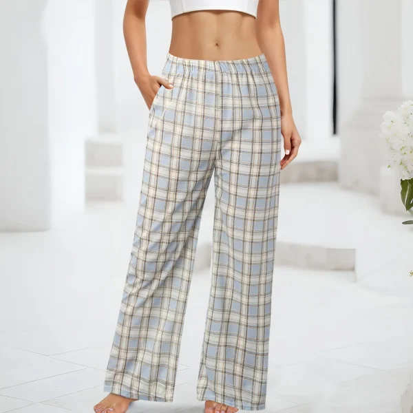 Harajuku Plaid Pants Women Oversize Wide Leg Trousers Female Korean High Waist Wide Leg Trousers Home Wear Straght Casual Pants