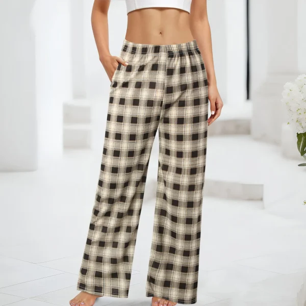 Harajuku Plaid Pants Women Oversize Wide Leg Trousers Female Korean High Waist Wide Leg Trousers Home Wear Straght Casual Pants