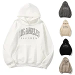 Letter Print Hoodies Women Vintage Winter Loose Hooded Shirt Harajuku Sweatshirt Y2k Clothes Warm Oversize Fleece Pullovers Coat