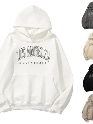 Letter Print Hoodies Women Vintage Winter Loose Hooded Shirt Harajuku Sweatshirt Y2k Clothes Warm Oversize Fleece Pullovers Coat