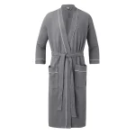 Long Sleeves Bathrobe For Men Long Thick Absorbent Terry Bath Robe Kimono Men Towel Bathrobe Solid Sleepwear Women Dressing Gown