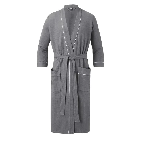 Long Sleeves Bathrobe For Men Long Thick Absorbent Terry Bath Robe Kimono Men Towel Bathrobe Solid Sleepwear Women Dressing Gown