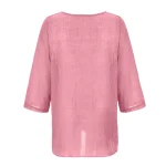 Oversized Cotton Linen Women's Blouse V Neck Long Sleeve Tunic Shirts Loose Casual Midi T Shirt Tops Autumn Women Outfits Blusa