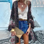 Oversized Summer Long Cardigan Boho Print Blouse Casual Loose Sheer Chiffon Kimono Tops Female Women Half Sleeve Shirt Blusas