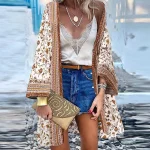 Oversized Summer Long Cardigan Boho Print Blouse Casual Loose Sheer Chiffon Kimono Tops Female Women Half Sleeve Shirt Blusas