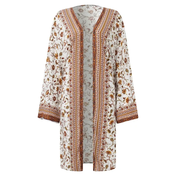 Oversized Summer Long Cardigan Boho Print Blouse Casual Loose Sheer Chiffon Kimono Tops Female Women Half Sleeve Shirt Blusas