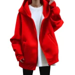 Oversized Women Sweatshirt Hoodies Zipper Autumn New Fashion Casual Black Hooded Sweatshirt Long Sleeve Coat Baggy Casual Jacket