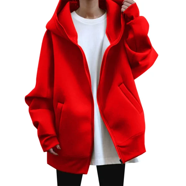 Oversized Women Sweatshirt Hoodies Zipper Autumn New Fashion Casual Black Hooded Sweatshirt Long Sleeve Coat Baggy Casual Jacket