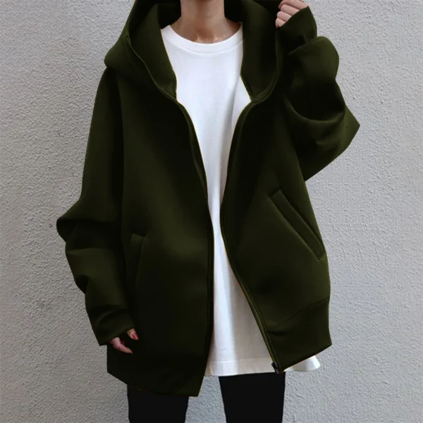 Oversized Women Sweatshirt Hoodies Zipper Autumn New Fashion Casual Black Hooded Sweatshirt Long Sleeve Coat Baggy Casual Jacket