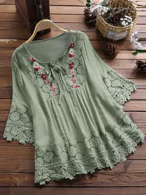 Plus-Size-Lace-Blouse-Elegant-Female-Hollow-Out-O-Neck-Bandage-Loose-Cotton-Line-Tops-Floral-1.webp