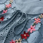 Plus Size Lace Blouse Elegant Female Hollow Out O Neck Bandage Loose Cotton Line Tops Floral Vintage?Pullover Summer Women Shirt