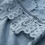 Plus Size Lace Blouse Elegant Female Hollow Out O Neck Bandage Loose Cotton Line Tops Floral Vintage?Pullover Summer Women Shirt