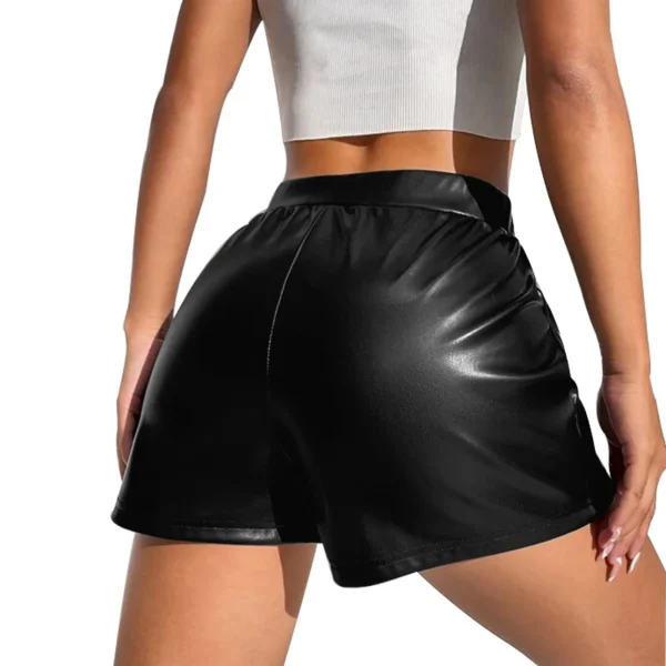 Sexy Black PU Fashion Casual Summer Shorts Women Clothing Faux Leather Goth High Waisted Womens Shorts Y2k Dancing Short Pants