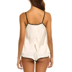Spaghetti Strap Women Pyjama Set Vest Shorts Sexy Lingerie Lace Satin Camisole Short Pants Pyjamas for Women Sleepwear stitch