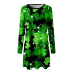 St Patricks Day Costumes Party Dress Women Long Sleeve Fur Collar 1950s Housewife Vintage