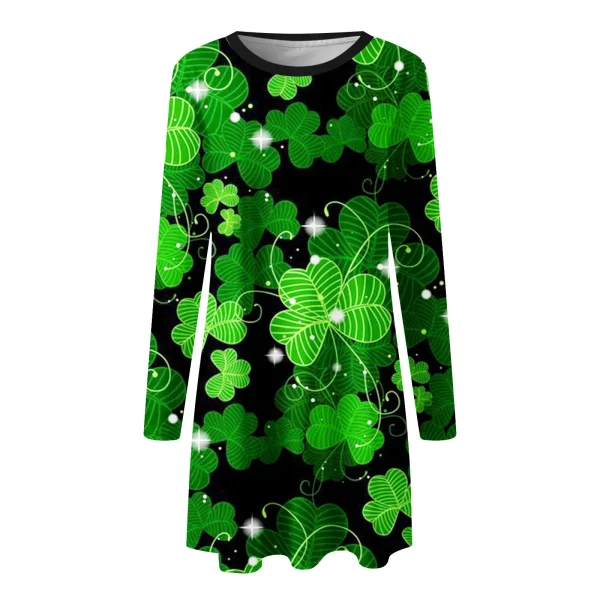 St Patricks Day Costumes Party Dress Women Long Sleeve Fur Collar 1950s Housewife Vintage