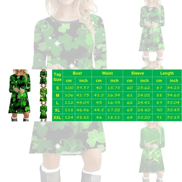 St Patricks Day Costumes Party Dress Women Long Sleeve Fur Collar 1950s Housewife Vintage