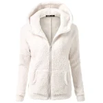 Women Autumn Winter Warm Hoodie Jacket Casual Female Hoodies Sweatershirt Zipper Coat Solid Soft Fleece Teddy Bear Wool Coats
