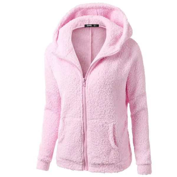 Women Autumn Winter Warm Hoodie Jacket Casual Female Hoodies Sweatershirt Zipper Coat Solid Soft Fleece Teddy Bear Wool Coats