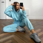 Women Hooded Tracksuit Sports 2 Pieces Set Sweatshirts Pullover Hoodies Pants Suit Home Sweatpants Trousers Winter Warm Outfits
