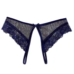 Women Panties Sexy Floral Lace Embroidery Black See Through Panty Underwear Brief Plus Crotchless Thong Lingerie Exotic G-String