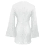 Women Sequin Dress Glitter Sparkle Sexy Slimming Flare Sleeved Short Dress Elegant Female Sheath Bodycon Pencil Club Dress Party