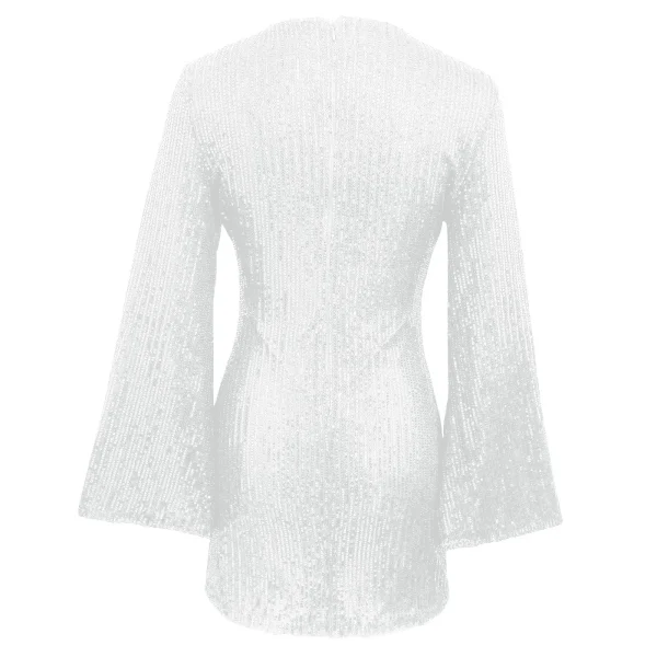 Women Sequin Dress Glitter Sparkle Sexy Slimming Flare Sleeved Short Dress Elegant Female Sheath Bodycon Pencil Club Dress Party