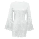 Women Sequin Dress Glitter Sparkle Sexy Slimming Flare Sleeved Short Dress Elegant Female Sheath Bodycon Pencil Club Dress Party