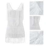 Women Sexy Tassel Dress Sequin Sleeveless Backless Club Night Dresses Prom Ballroom Samba Fringe Dance Flapper Pencil Mini Dress