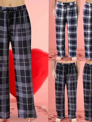 Women Sleep Pants Plaid Pattern Pajama Pants Autumn Winter Wide Legs Pants Bottoms Trousers pantalones de mujer ?է?ާѧ?ߧڧ? ???ѧߧ?