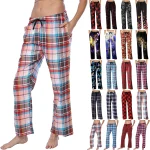 Women Sleep Pants Plaid Pattern Pajama Pants Autumn Winter Wide Legs Pants Bottoms Trousers pantalones de mujer ?է?ާѧ?ߧڧ? ???ѧߧ?