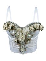 European and American Style Three-dimensional Flower Rhinestone Beaded Corset Fashion Luxury Sexy Outerwear Bone Strap Top