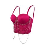 Tassel Chain Strapless Camisole Summer Performance Stage Sexy Body-Shaping Corset Boned Bustier