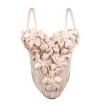 Stereoscopic Flower Strap Camisole Top Fitted Pure Temptation Style Sexy Boned Chest Inner Wear