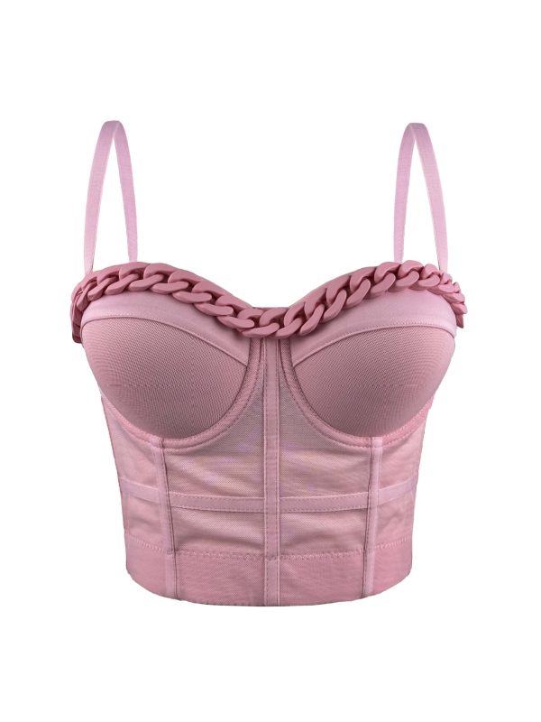 Chain Transparent Strapless Top Fashion Casual Outerwear Boned Bra Shapewear Fitted Slimming Boned Top