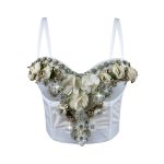 European and American Style Three-dimensional Flower Rhinestone Beaded Corset Fashion Luxury Sexy Outerwear Bone Strap Top